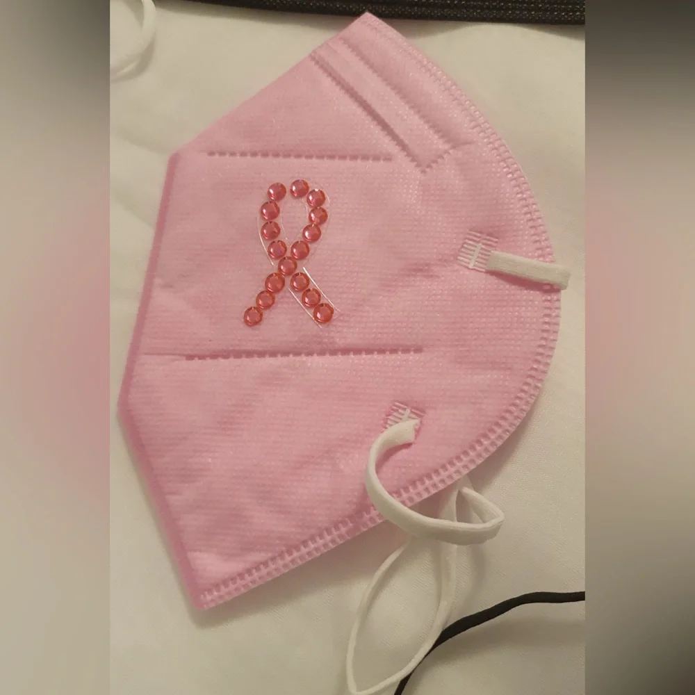 Face Masks surgical and one KN95 with Breast Cancer Awareness Logo. Set of 12.